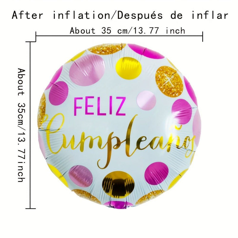 1 Set/10pcs, Globos De Feliz Cumpleaños Decoraciones De Cumpleaños En Español 18 Pulgadas/45cm (antes De Inflar), Globos De Aluminio Para Helio Flotante Mylar Para Fiesta Mexicana, Suministros Para Fiestas De Cumpleaños En Español Punto De - SACASUSA