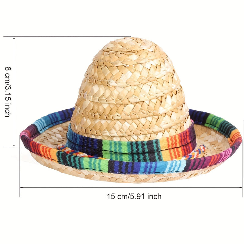 1 Sombrero Mexicano De 18.0 In De Ancho Para Adultos Con Ribete De Sarape, Sombrero Auténtico Para Sombrero De Paja Del Cinco De Mayo Con Banda De Sarape, Disfraz De Sarape Mexicano Para Adultos - SACASUSA