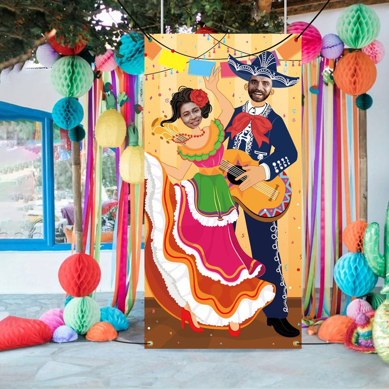 1 Unidad, Banner De Puerta Con Foto De Pareja, Decoraciones Para Fiesta Temática Mexicana - SACASUSA