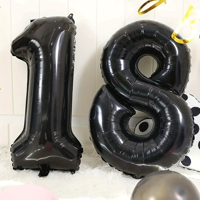 1 Unidad De Globos Digitales Negros De 32 Pulgadas, Decoración De Fiesta De Cumpleaños, Globos De Aniversario, Suministros Para Fiestas De Globos - SACASUSA