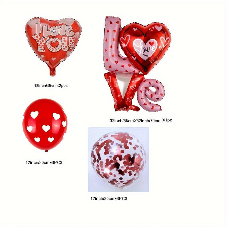 10 Uds. Bola Roja Con Estampado Romántico De Una Sola Pieza Amor Día De San Valentín Confesión Atmósfera Arreglo Accesorios Globo Ramo Conjunto - SACASUSA