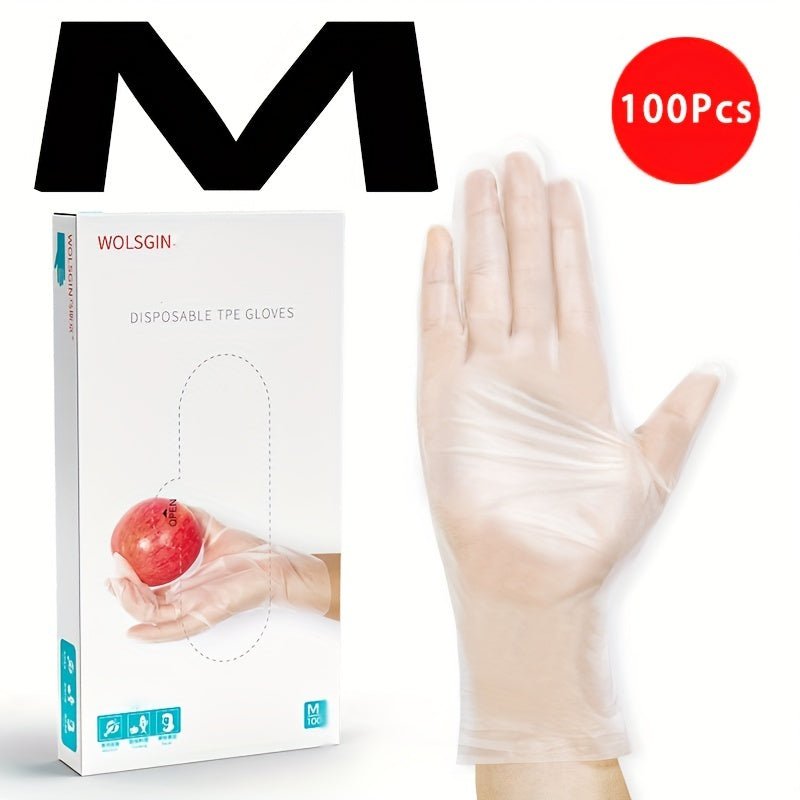 100pcs Guantes Transparentes De TPE Desechables, Guantes Para Teñir El Cabello, Guantes Resistentes Al Aceite De Cocina De Grado Alimenticio, Guantes Desechables Universales Para Hornear - SACASUSA