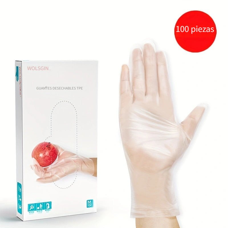 100pcs Guantes Transparentes De TPE Desechables, Guantes Para Teñir El Cabello, Guantes Resistentes Al Aceite De Cocina De Grado Alimenticio, Guantes Desechables Universales Para Hornear - SACASUSA