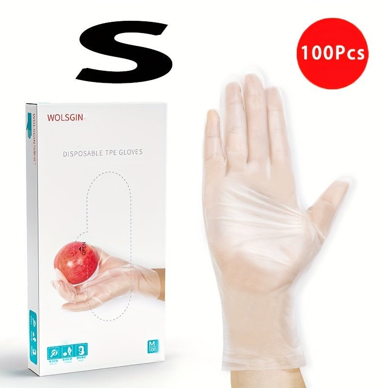 100pcs Guantes Transparentes De TPE Desechables, Guantes Para Teñir El Cabello, Guantes Resistentes Al Aceite De Cocina De Grado Alimenticio, Guantes Desechables Universales Para Hornear - SACASUSA