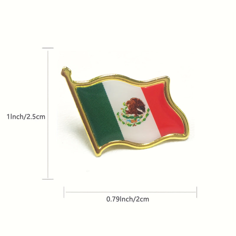 12/24 Uds. Broche Con Forma De Bandera Nacional De México, Insignias De Metal, Alfileres De Medalla Conmemorativa De La Bandera Nacional - SACASUSA