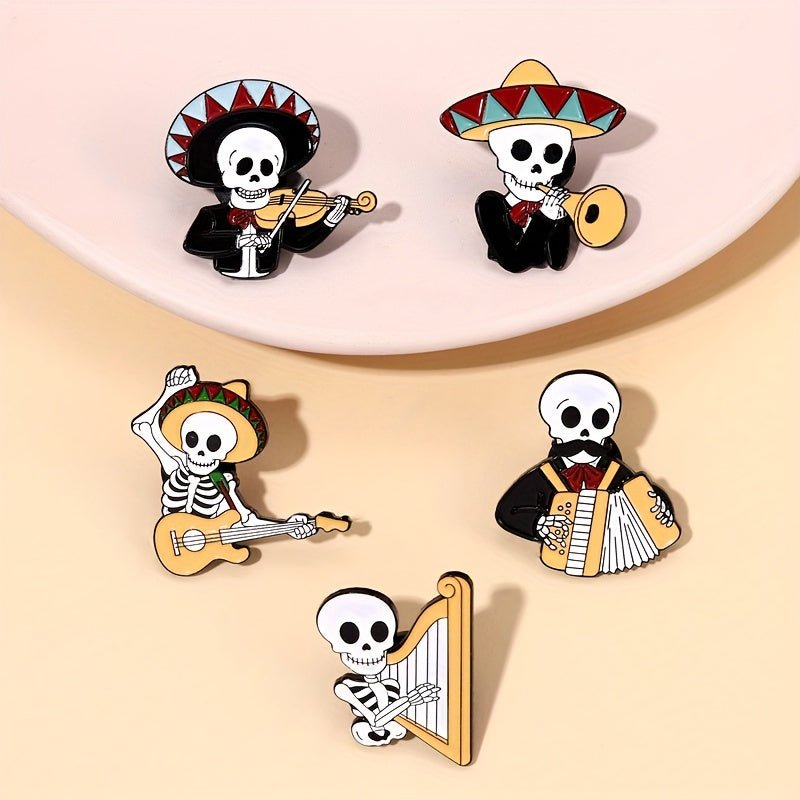 1/2/3/5 Uds Broche De Alfileres Esmaltados De Concierto Mexicano, Broches De Arpa De Violín De Acordeón Insignias De Solapa, Regalo De Estilo Gótico - SACASUSA