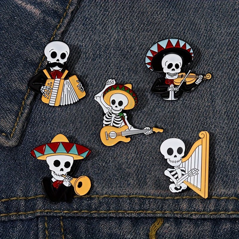 1/2/3/5 Uds Broche De Alfileres Esmaltados De Concierto Mexicano, Broches De Arpa De Violín De Acordeón Insignias De Solapa, Regalo De Estilo Gótico - SACASUSA