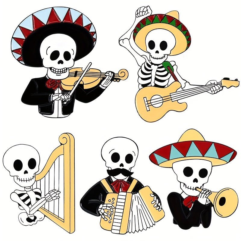 1/2/3/5 Uds Broche De Alfileres Esmaltados De Concierto Mexicano, Broches De Arpa De Violín De Acordeón Insignias De Solapa, Regalo De Estilo Gótico - SACASUSA