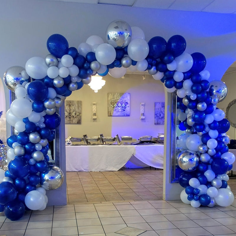 140 Uds., Kit De Arco De Guirnalda De Globos Blancos Azules Para Decoración De Fondo De Fiesta De Cumpleaños - SACASUSA