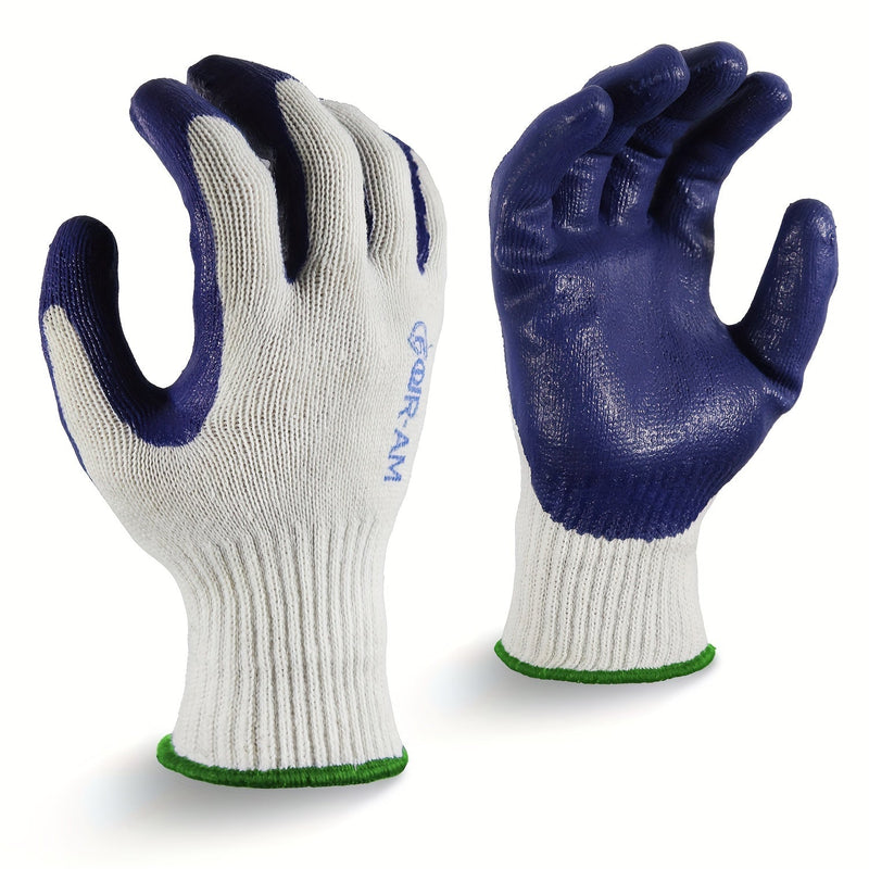 1/6 Pares 10G Guantes De Trabajo De Algodón De Látex Azul Multiusos, Recubiertos De Nitrilo Y Goma En La Palma Para Un Agarre Firme, De Alta Resistencia Premium, Construcción, Almacén, Jardinería, Guantes De Uso General - SACASUSA