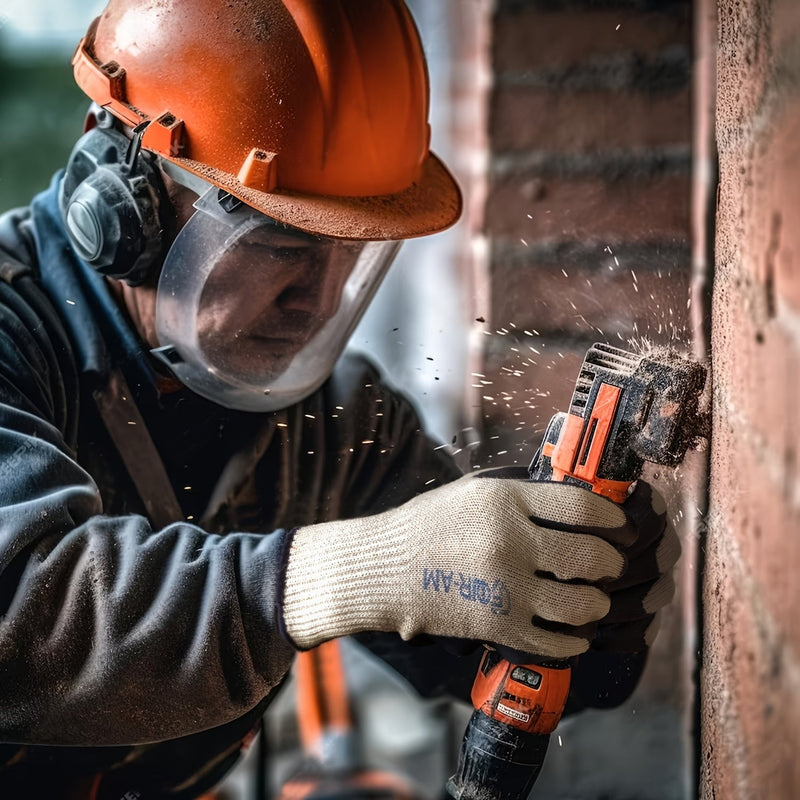 1/6 Pares 10G Guantes De Trabajo De Algodón De Látex Azul Multiusos, Recubiertos De Nitrilo Y Goma En La Palma Para Un Agarre Firme, De Alta Resistencia Premium, Construcción, Almacén, Jardinería, Guantes De Uso General - SACASUSA