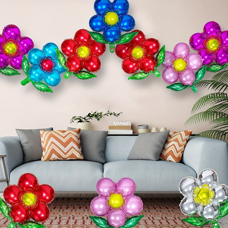 16pcs, Globos De Aluminio En Forma De Hermosas Flores, Bodas, Cumpleaños Y Fiestas De Vacaciones, Fiestas Temáticas De Verano, Fiestas Temáticas De Flores, Fiestas Temáticas De Jardín, Fiestas De Aniversario, Fiesta De Cumpleaños (no Pueden Flotar) - SACASUSA