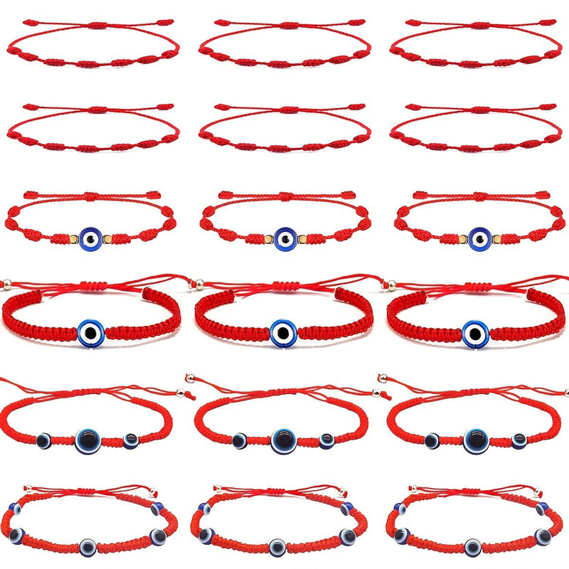 18 Pulseras Rojas Para Mujer, Ojo Del Diablo, Nudo Rojo, Pulsera De Cuerda, Protección De Amuleto, Pulsera De Amistad De Buena Suerte, Pulsera Mexicana Ajustable, Joyería De Mano De Amistad De Playa De Verano - SACASUSA