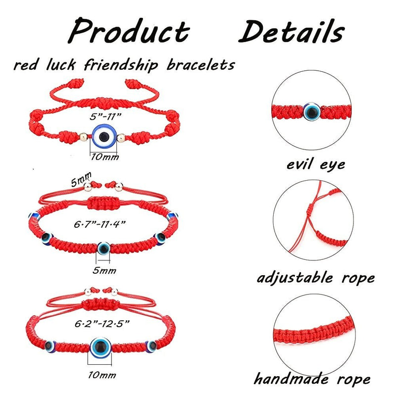 18 Pulseras Rojas Para Mujer, Ojo Del Diablo, Nudo Rojo, Pulsera De Cuerda, Protección De Amuleto, Pulsera De Amistad De Buena Suerte, Pulsera Mexicana Ajustable, Joyería De Mano De Amistad De Playa De Verano - SACASUSA