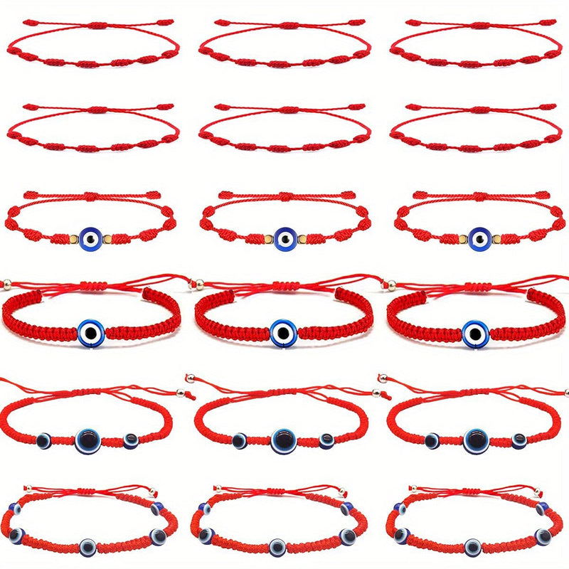 18 Pulseras Rojas Para Mujer, Ojo Del Diablo, Nudo Rojo, Pulsera De Cuerda, Protección De Amuleto, Pulsera De Amistad De Buena Suerte, Pulsera Mexicana Ajustable, Joyería De Mano De Amistad De Playa De Verano - SACASUSA