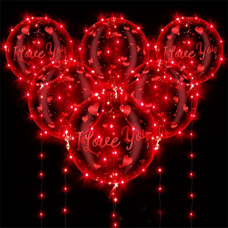 18pcs Juego De Pegatinas De Bolas Luminosas Transparentes Bobo (sin Electricidad Interna) Las Luces De Cuerda Rojas Funcionan Con La Bola Transparente Bobo Súper Adecuada Para El Día De San Valentín, Compromiso, Decoración De Fiestas - SACASUSA