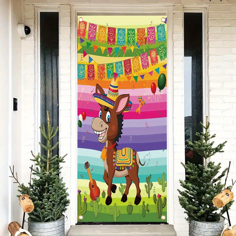 1pc, 70x35 Pulgadas, Banner De Cubierta De Puerta, Vinilo, Pin The Tail On The Donkey, Cola De Burro Mexicana, Fiesta De Cinco De Mayo, Fiesta Mexicana, Decoraciones De Fiesta Temática De Carnaval, Suministros De Cumpleaños Para Niños - SACASUSA