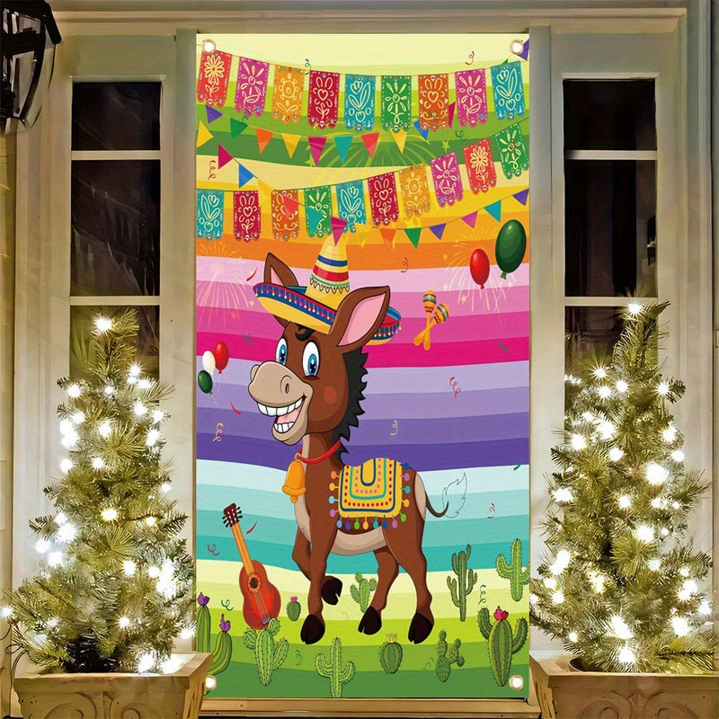 1pc, 70x35 Pulgadas, Banner De Cubierta De Puerta, Vinilo, Pin The Tail On The Donkey, Cola De Burro Mexicana, Fiesta De Cinco De Mayo, Fiesta Mexicana, Decoraciones De Fiesta Temática De Carnaval, Suministros De Cumpleaños Para Niños - SACASUSA