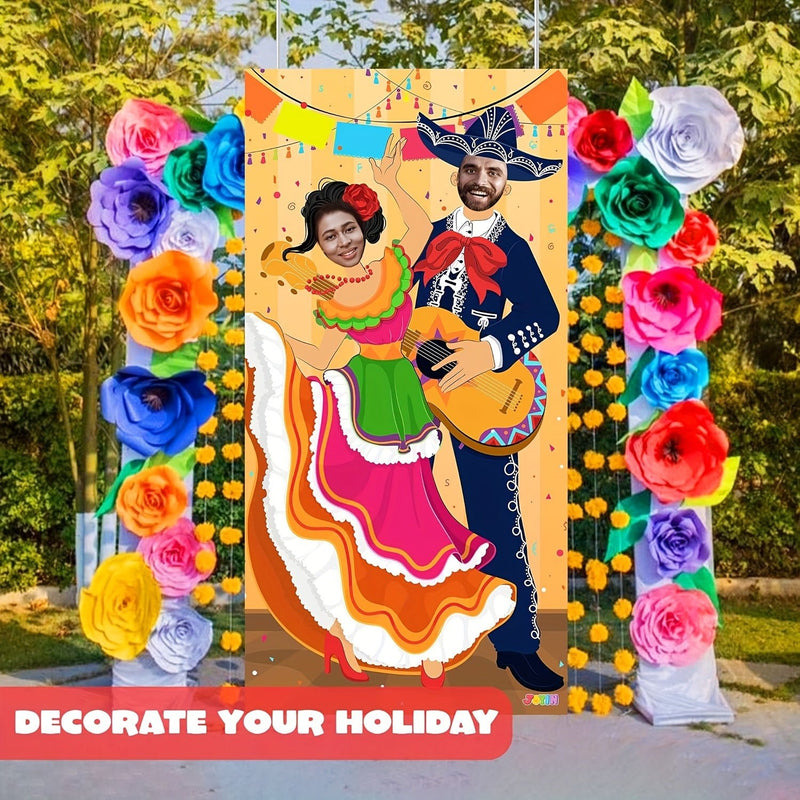 1pc Banner De Puerta Para Fotos De Pareja Para La Fiesta De Cinco De Mayo, Para Suministros De Fiesta, Decoración, Fiesta Temática Mexicana, Fiestas O Festivales, Decoración De Fondo Para Fiestas, Suministros De Decoración Para Fiestas - SACASUSA