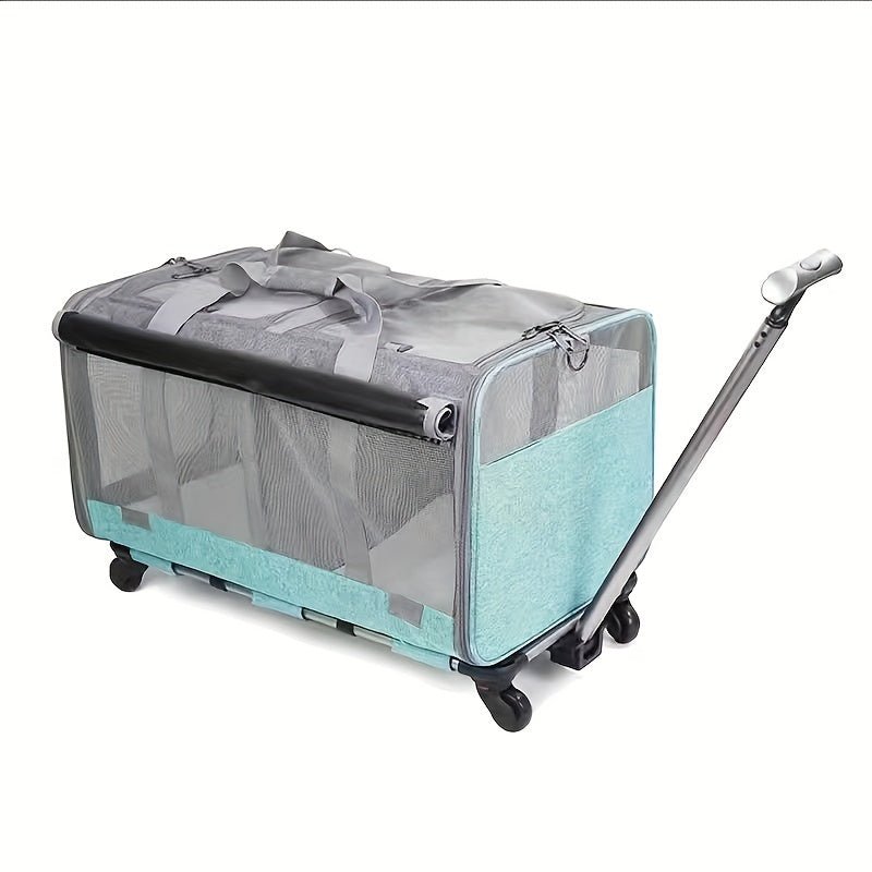 1pc Carrito De Mascotas De Doble Compartimento Con Ruedas, Puede Contener 2 Mascotas, Puede Contener 2 Gatos O Dos Perros Pequeños O Medianos, Diseño De Súper Ventilación, Ideal Para Viajar / Hacer Senderismo / Acampar - SACASUSA