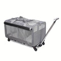 1pc Carrito De Mascotas De Doble Compartimento Con Ruedas, Puede Contener 2 Mascotas, Puede Contener 2 Gatos O Dos Perros Pequeños O Medianos, Diseño De Súper Ventilación, Ideal Para Viajar / Hacer Senderismo / Acampar - SACASUSA