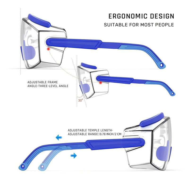 1pc LAIYIKE Gafas De Seguridad Antivaho, Gafas De Seguridad Sobre Gafas, Gafas Protectoras Con Lentes Antirrayas, Montura Y Patillas Ajustables - SACASUSA