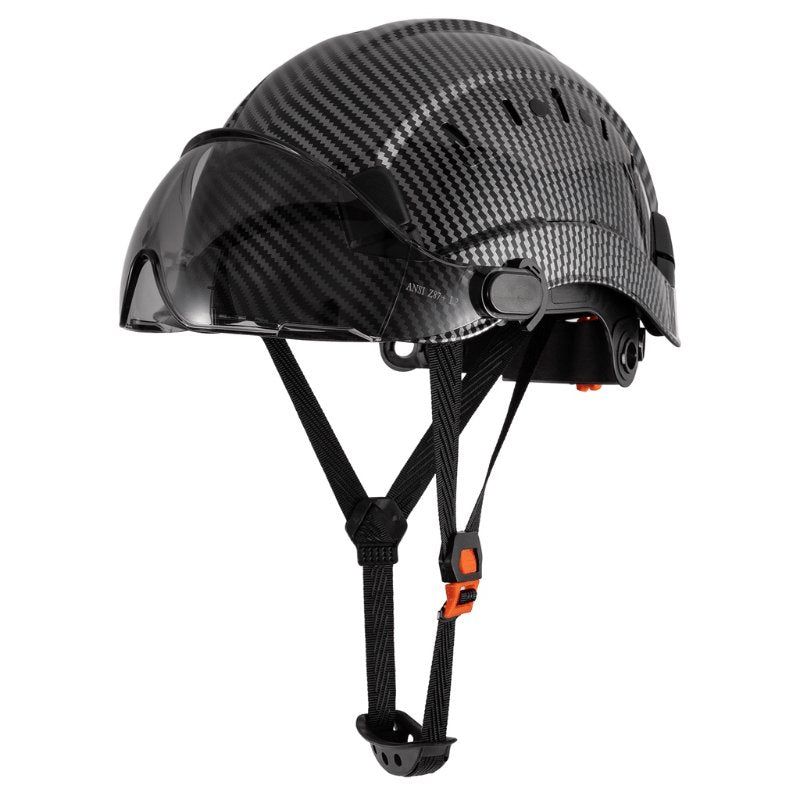 1pc LOEBUCK Patrón De Fibra De Carbono, Sombrero De Ingeniería Sombrero De Seguridad Laboral De Fibra De Carbono, Sombrero Protector De Construcción - SACASUSA