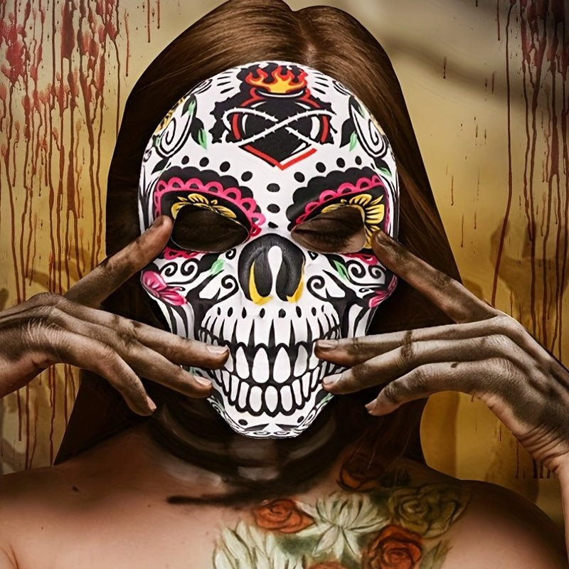 1pc Máscara Del Día De Los Muertos Calavera De Azúcar Máscara Completa De Cara Máscara De Mascarada Mexicana Disfraz De Halloween Accesorio Para Mujeres Hombres Vacaciones - SACASUSA