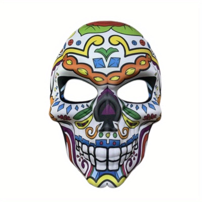 1pc Máscara Del Día De Los Muertos Calavera De Azúcar Máscara Completa De Cara Máscara De Mascarada Mexicana Disfraz De Halloween Accesorio Para Mujeres Hombres Vacaciones - SACASUSA