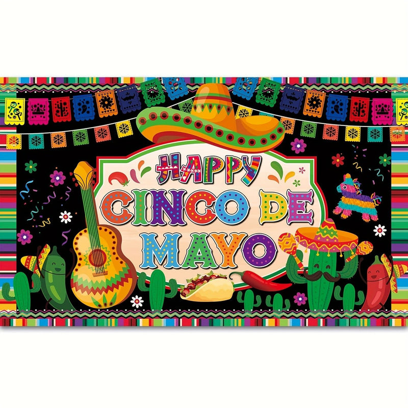 1pc Telón De Fondo De Cinco De Mayo Gran Fiesta Mexicana Decoraciones De Fondo Para Fiesta De Cumpleaños Mexicana Pancarta De Fiesta Mexicana Para La Fiesta De Cinco De Mayo Suministros Para Fiestas Mexicanas Tineit - SACASUSA