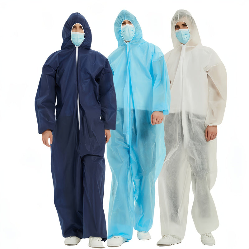 1pc Trajes Hazmat Cubiertas Desechables Para Hombres Y Mujeres Con Cuello Plegado, Cremallera Frontal, Puños Elásticos, Sombrero Y Tobillos, 38 GSM PP Traje Protector Desechable 3 Colores Para Elegir - SACASUSA