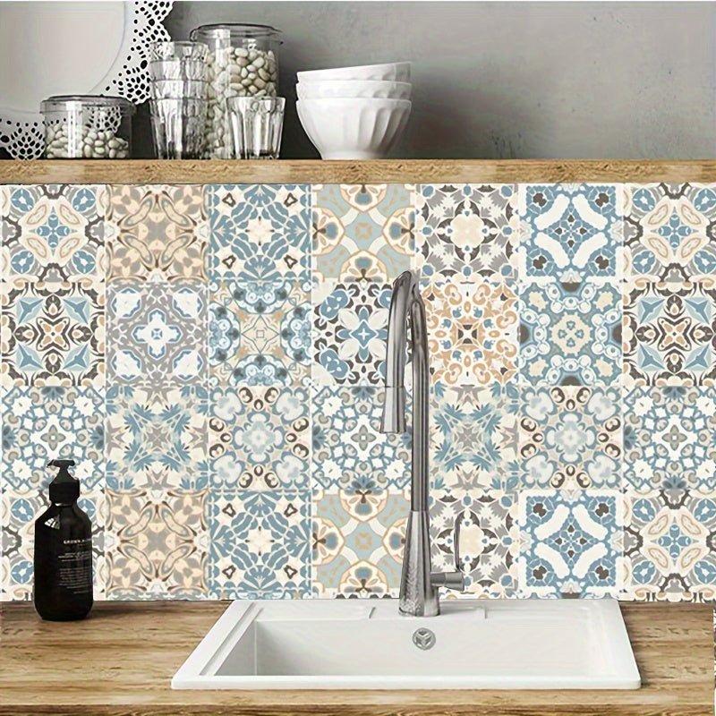 1pc/2pcs Azulejo Tradicional Mexicano De Talavera Papel Pintado Autoadhesivo, Pelar Y Pegar, Pegatinas De Pared Impermeables Para Sala De Estar, Cocina, Baño, 40x80cm - SACASUSA