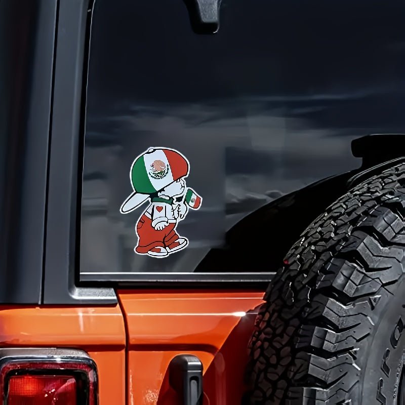 2 Uds México Niños De Mano Bandera Mexicana Pegatina Parachoques Coche Ventana Pegatina Reflectante Sombrero De Seguridad Portátil - SACASUSA