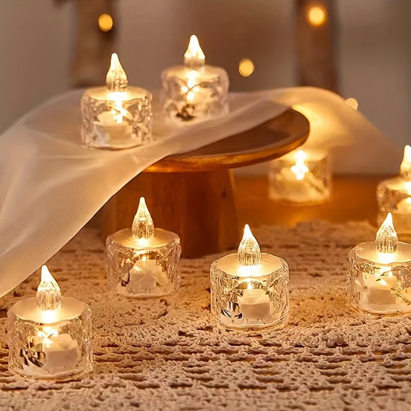 24pcs Luces De Velas Electrónicas LED, Con Batería, Patrón De Rosa Mini Refracción De Halo De Proyección De Luz De Té, Lámpara De Vela LED Sin Llama Con Pilas, Para Decoración De Hogar, Fiestas De Bodas, Navidad, San Valentín Y Religión - SACASUSA