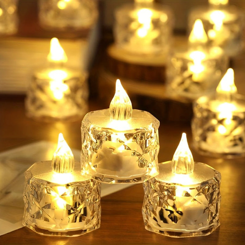 24pcs Luces De Velas Electrónicas LED, Con Batería, Patrón De Rosa Mini Refracción De Halo De Proyección De Luz De Té, Lámpara De Vela LED Sin Llama Con Pilas, Para Decoración De Hogar, Fiestas De Bodas, Navidad, San Valentín Y Religión - SACASUSA