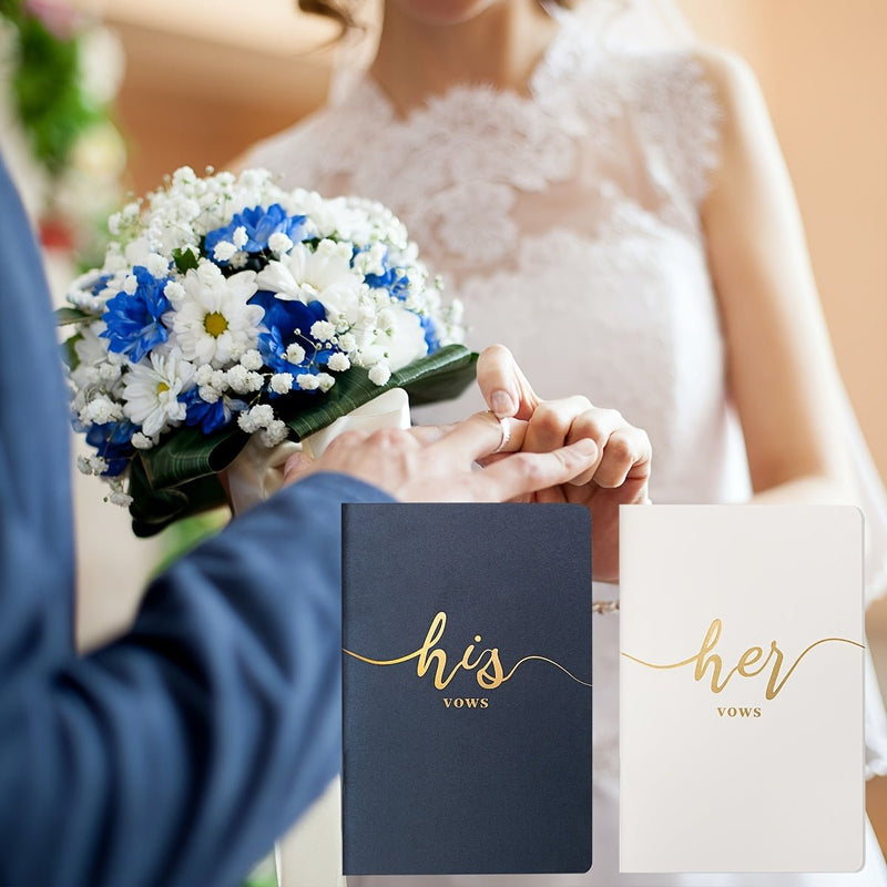 2pcs, Libros De Votos, Libreta De Novia Y Novio Para Boda 6"x4" (Azul Marino + Blanco) Suministros De Boda, Regalo De Boda - SACASUSA