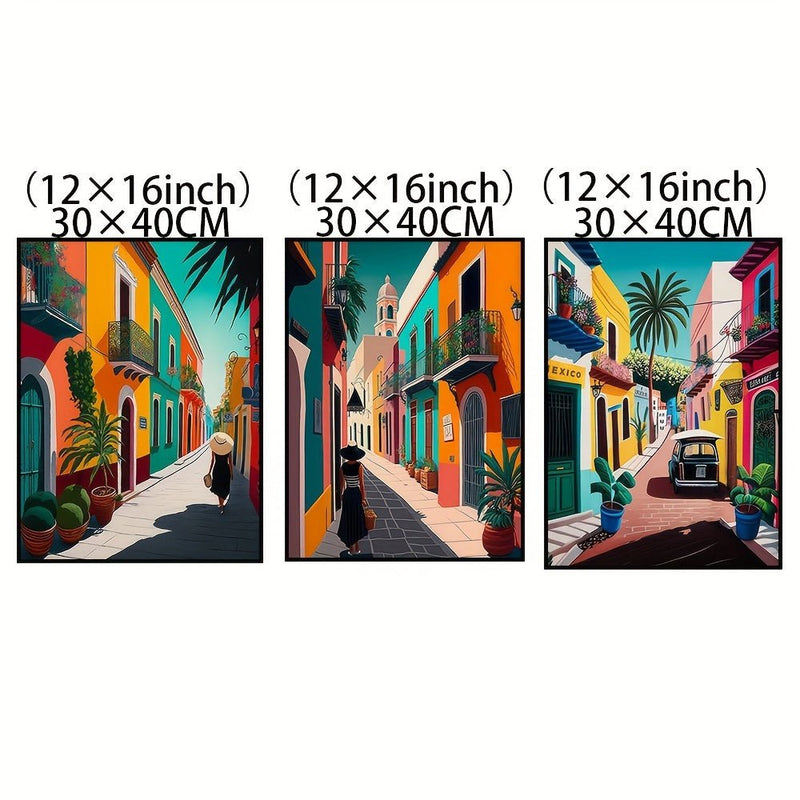 3 Piezas De Pintura En Lienzo De Arte Callejero Mexicano, Pintura Al Óleo De Acuarela, Arte De Pared En Lienzo, Decoración De Pared Para El Hogar, Regalo, Sin Marco - SACASUSA