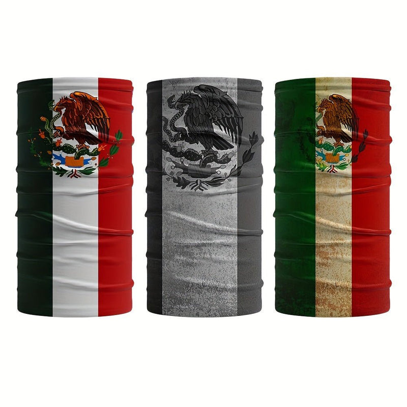 3PCS Bandana A Prueba De Viento De Poliéster Con La Bandera Mexicana, Para Ciclismo En La Cara Y El Cuello - SACASUSA