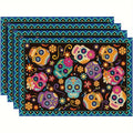 4 Piezas, Mantel De Comida, Mantel De Caléndula Mexicana Con Calavera Día De Los Muertos, Mantel De Carnaval, 12.0 X 18.0 Pulgadas, Mantel De Día De Los Muertos Adecuado Para Decoración De Fiestas En Cocinas Y Restaurantes - SACASUSA