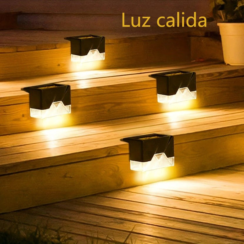 4 Unids/pack Escalera LED Lámpara Solar IP65 Impermeable Al Aire Libre Jardín Luz Camino Patio Escalones Valla Lámparas Jardín Decoración Luz Solar Al Aire Libre - SACASUSA