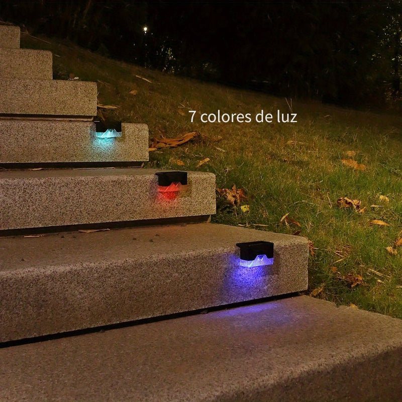 4 Unids/pack Escalera LED Lámpara Solar IP65 Impermeable Al Aire Libre Jardín Luz Camino Patio Escalones Valla Lámparas Jardín Decoración Luz Solar Al Aire Libre - SACASUSA