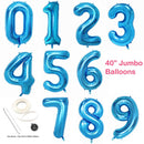 40 pulgadas Jumbo Big Blue Foil Mylar Número Globos Niña 1 2 3 4 5 6 7 8 9 0 Fiesta de cumpleaños Decoraciones para niños Años de antigá¼edad Decoración de fiesta de aniversario - SACASUSA