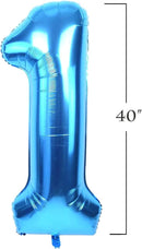 40 pulgadas Jumbo Big Blue Foil Mylar Número Globos Niña 1 2 3 4 5 6 7 8 9 0 Fiesta de cumpleaños Decoraciones para niños Años de antigá¼edad Decoración de fiesta de aniversario - SACASUSA