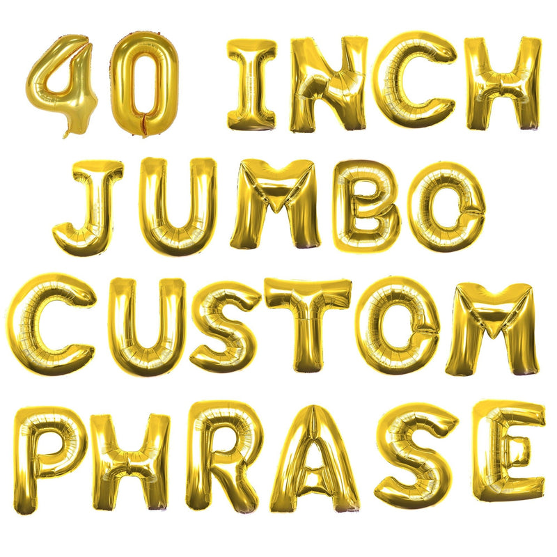 40 pulgadas personalizado brillante oro letra número grande globo de helio Banner Mylar carta cumpleaños Banner personalización Baby Shower novia - SACASUSA