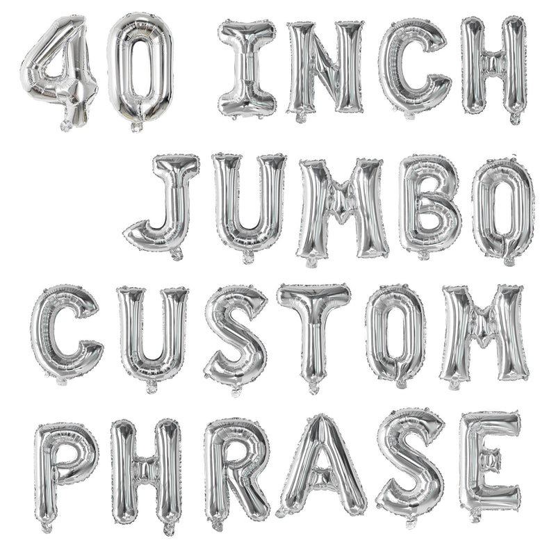 40 pulgadas personalizado brillante plata número de letra grande globo de helio Banner Mylar carta cumpleaños Banner personalización Baby Shower novia - SACASUSA