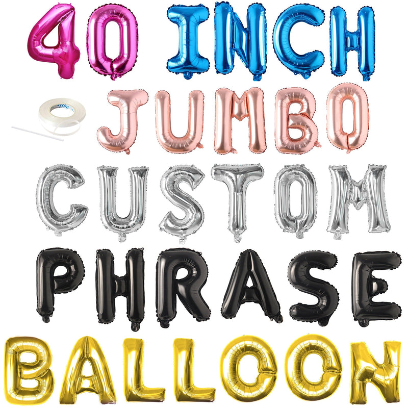 40 pulgadas personalizado número de letra negra gran globo de helio pancarta Mylar carta cumpleaños pancarta personalización Baby Shower feliz cumpleaños - SACASUSA