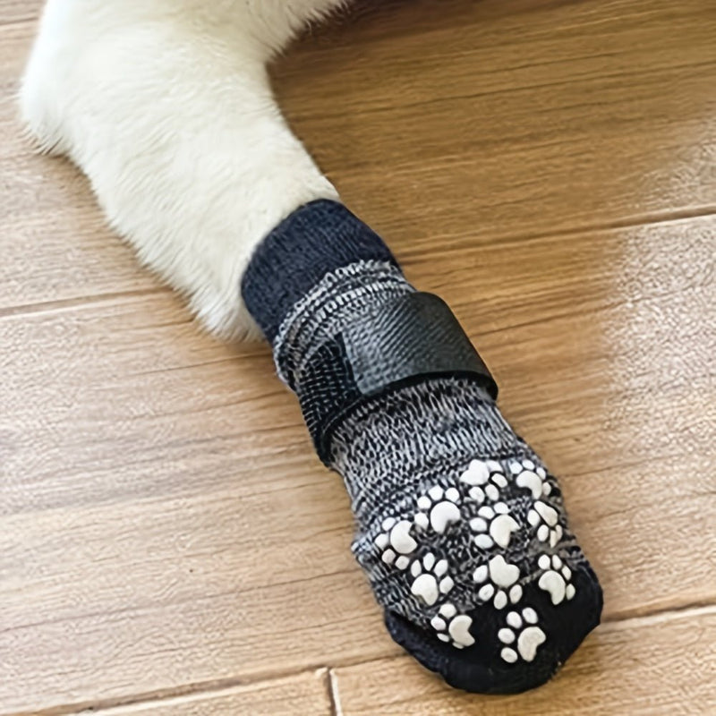 4pcs Antideslizante, Transpirable Calcetines de Mascotas de Moda: Comodidad y Seguridad Esenciales para las Aventuras al Aire Libre de Su Perro, Protectores de Patas Superiores con Estilo - SACASUSA