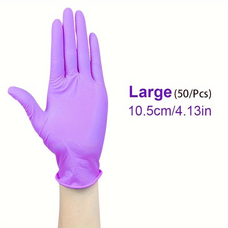 50pcs Guantes de Nitrilo Versátiles- Sin Polvo, Sin Látex, Impermeables y Resistentes al Aceite con Agarre Texturizado, Ideal para Manipulación de Alimentos & Tareas Industriales, Ambidiestros y Multicolores - SACASUSA