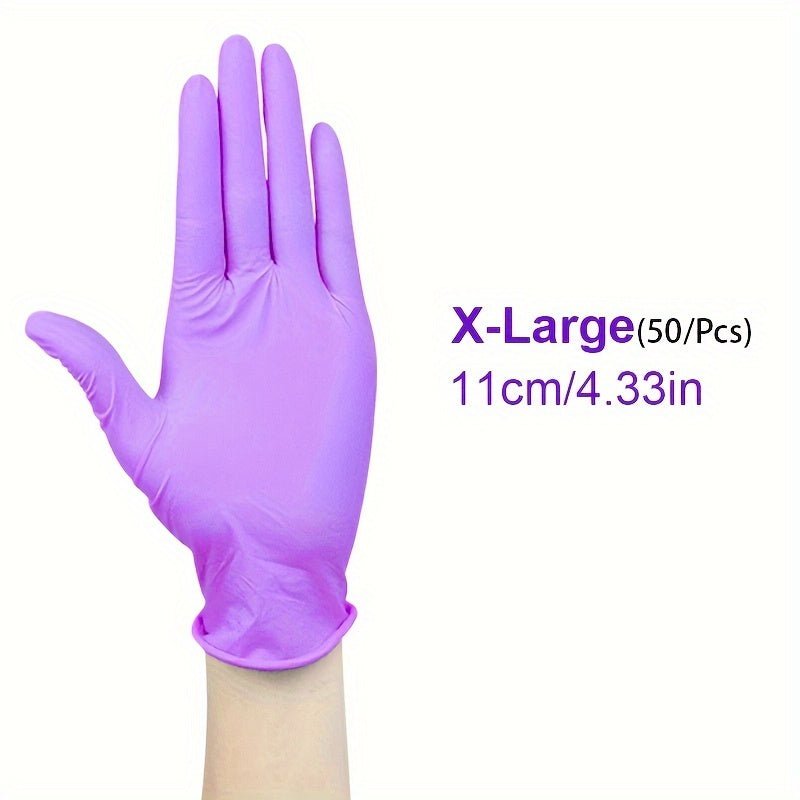 50pcs Guantes de Nitrilo Versátiles- Sin Polvo, Sin Látex, Impermeables y Resistentes al Aceite con Agarre Texturizado, Ideal para Manipulación de Alimentos & Tareas Industriales, Ambidiestros y Multicolores - SACASUSA