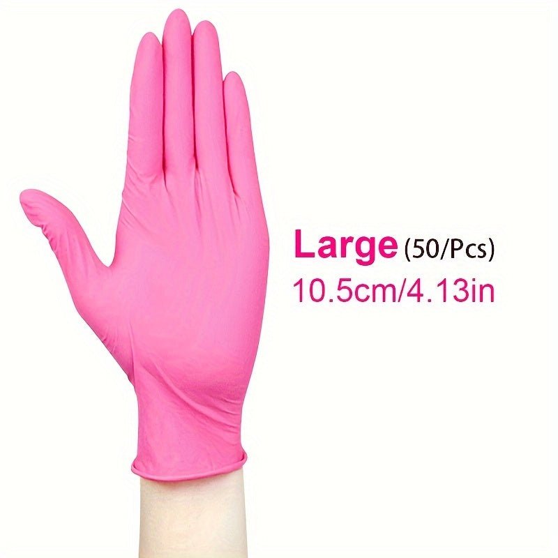 50pcs Guantes de Nitrilo Versátiles- Sin Polvo, Sin Látex, Impermeables y Resistentes al Aceite con Agarre Texturizado, Ideal para Manipulación de Alimentos & Tareas Industriales, Ambidiestros y Multicolores - SACASUSA